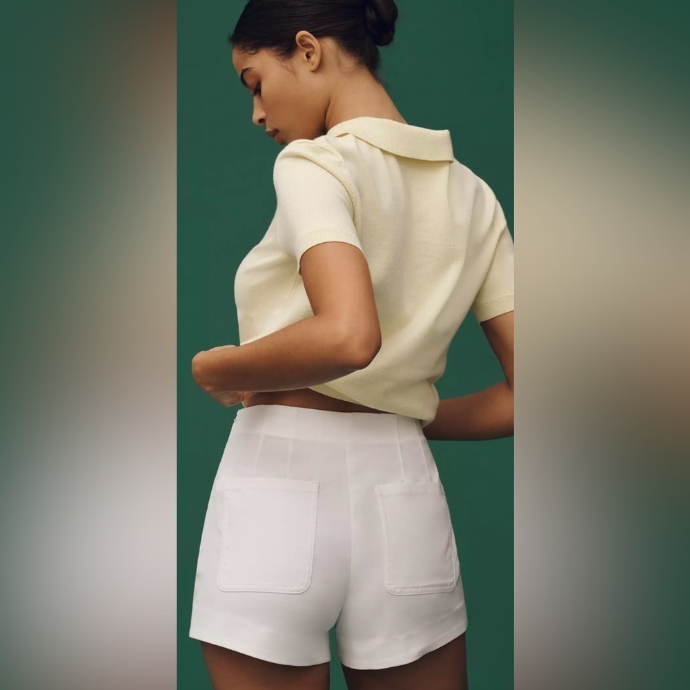 Anthropologie Maeve Scallop Button Shorts White Women's - Picture 8 of 8